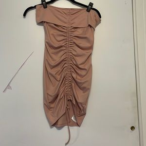 GUESS ruched off the shoulder dress